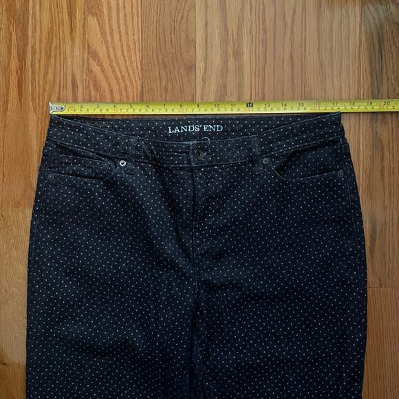 Lands' End Straight Leg Jeans Womens 14 Blue White Polka Dot Casual Denim Basic - Picture 7 of 10